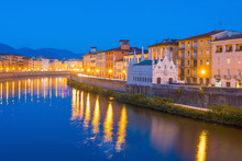 Pisa City Skyline And  Arno River