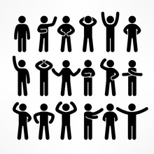 Collection Of Stick Figures With Different Poses, Human Icon
