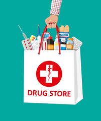 Wall Mural - Shopping bag with medical pills and bottles