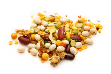 Poster - Raw beans on white background