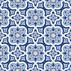 gorgeous seamless pattern white blue moroccan, portuguese tiles, azulejo, ornaments. can be used for