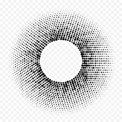 Wall Mural - Halftone circle geometric radial dot pattern. Vector abstract background of white black halftone mosaic circle. Minimal gradient design of simple trendy graphic texture for technology background