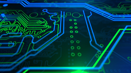 Poster - abstract technology background circuit board futuristic server code processing pcb, code, html blue,