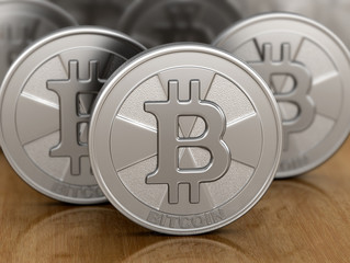 Poster - Silver bitcoin. Image with clipping path