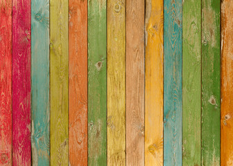 Wall Mural - Vivid colorful wood planks texture or background