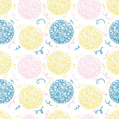 Fototapete - Fun vector seamless pattern with doodle circles and strokes for clothing design