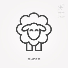 Poster - Line icon sheep