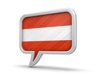 Poster - Speech bubble with flag of Austria. Image with clipping path
