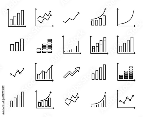 Cuadros en Lienzo Set of premium growth icons in line style.
