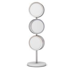 Aufkleber - Blank circle signboards with pole stand , blank mock up , signage boards or advertising round billboard boxes isolated on white background . 3D rendering.