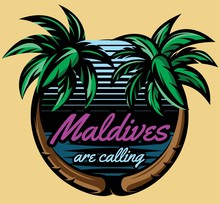 Template For Logo On The Theme Of Tourism With Palm Trees