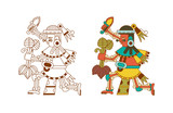 Fototapeta Przeznaczenie - Vector illustration aztec cacao pattern for chocolate package design.