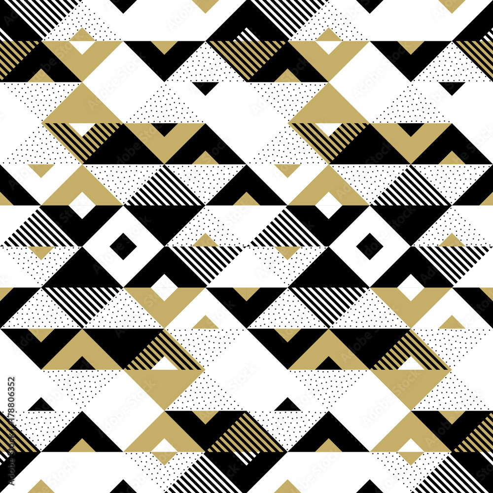 Fotografia Triangle geometric abstract golden seamless pattern