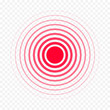 Pain circle red icon for medical painkiller drug medicine. Vector red circles target spot symbol for pill medication design template of body or muscular joint pain and head ache analgetic remedy