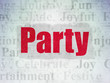 © Maksim Kabakou - Holiday concept: Painted red text Party on Digital Data Paper background with   Tag Cloud