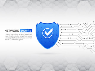 Poster - Security shield concept. Internet security. Abstract high tech circuit board. Vector illustration digital protection.
