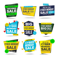 Sticker - Cyber Monday Sale Banner Vector. Monday Advertising Element. Isolated On White Illustration