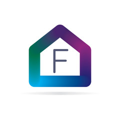 Poster - house logo with letter F sign. logo template