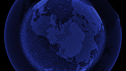 Wall Mural - Digital Earth, Connection Network Rotation of planet world map background