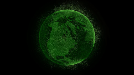 Wall Mural - Digital Earth, Connection Network Rotation of planet world map background