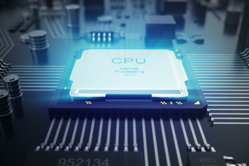 Poster - 3d rendering circuit board. technology background. central computer processors cpu concept. motherbo