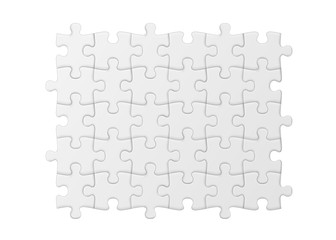 Plakat white jigsaw puzzle. blank simple background.