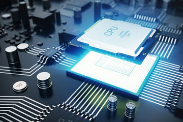 Poster - 3d rendering central computer processors cpu concept. electronic engineer of computer technology. co