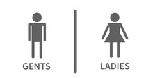 Simple Icons Silhouette For Toilet, Ladies And Gents