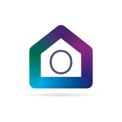 Poster - house logo with letter O sign. logo template
