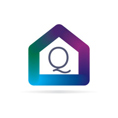 Poster - house logo with letter Q sign. logo template
