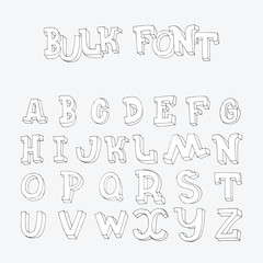 Fototapete - Hand drawn font letters sequence from A to Z in doodle 3d style. Imperfect characters, good for lettering and titles writing