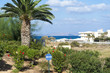 The island of Crete, Greece, overlooking the sea and the hotel.