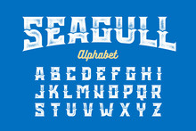 Vintage Style Seagull Font, Alphabet Vector Illustration