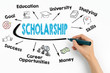 scholarship Concept. Chart with keywords and icons on white background.