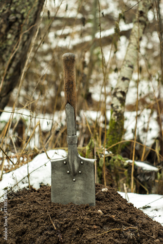 Fotografía RUSSIA, PERM - SEPTEMBER, 30, 2017: Imperial Russian WW1 Infantry Flat Shovel, s