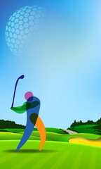 Wall Mural - golfer on golf course