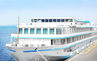 Poster - Modern passenger cruise liner at sea port