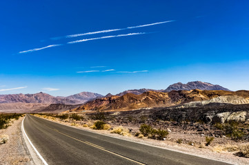 Dantes View in Death Valley National Park California with blue s