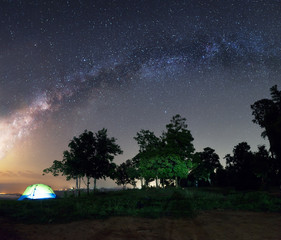 Wall Mural - Camping under Milky Way and night sky