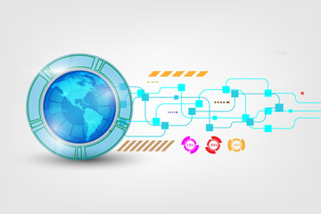 Poster - Global network connection. World map point and line composition concept of global business.abstract technology blue.