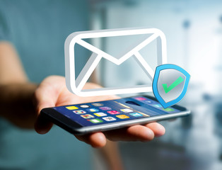Poster - Approved and verified Email symbol displayed on a futuristic interface - Message and internet concept