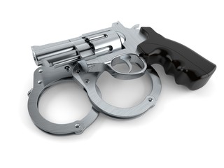 Canvas Print - Gun with handcuffs