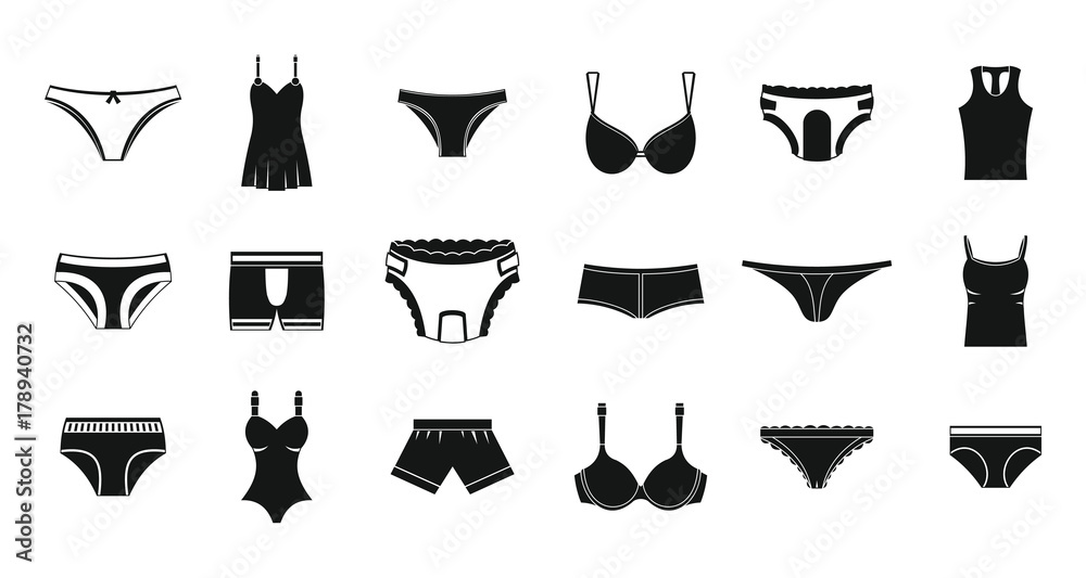 Underwear icon set, simple style - obrazy, fototapety, plakaty 