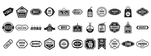 Poster - Sale badge icon set, simple style