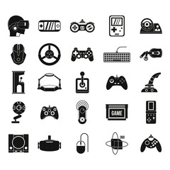 Poster - game console icon set, simple style