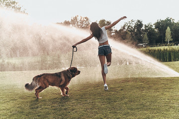 Poster - Just playing with her dog.  