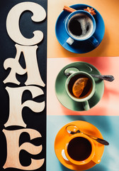 Poster - cup of coffee, tea and cacao