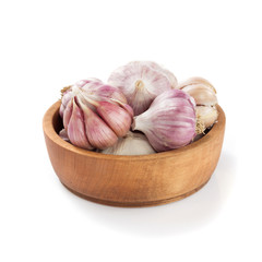 Sticker - garlic in bowl isolated on white