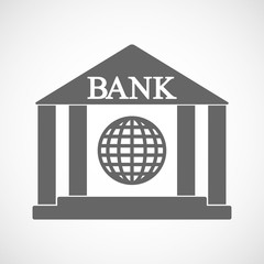 Wall Mural - Isolated bank icon with a world globe