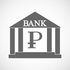 Sticker - Isolated bank icon with a ruble sign